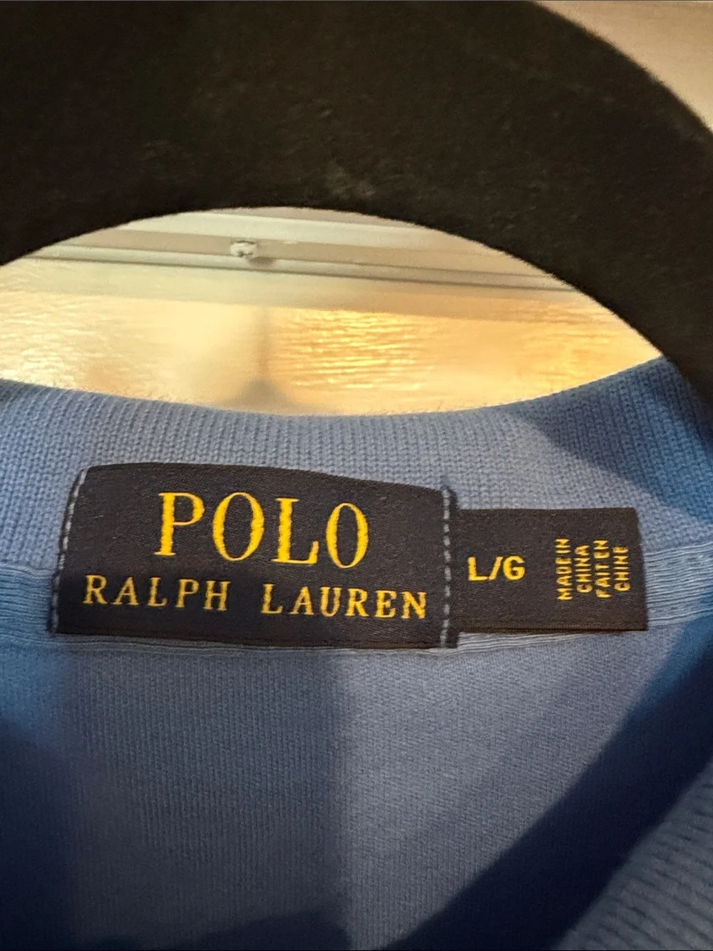 Men’s Cotton Polo by Ralph Lauren Blue Polo with Yellow Pony| Large
